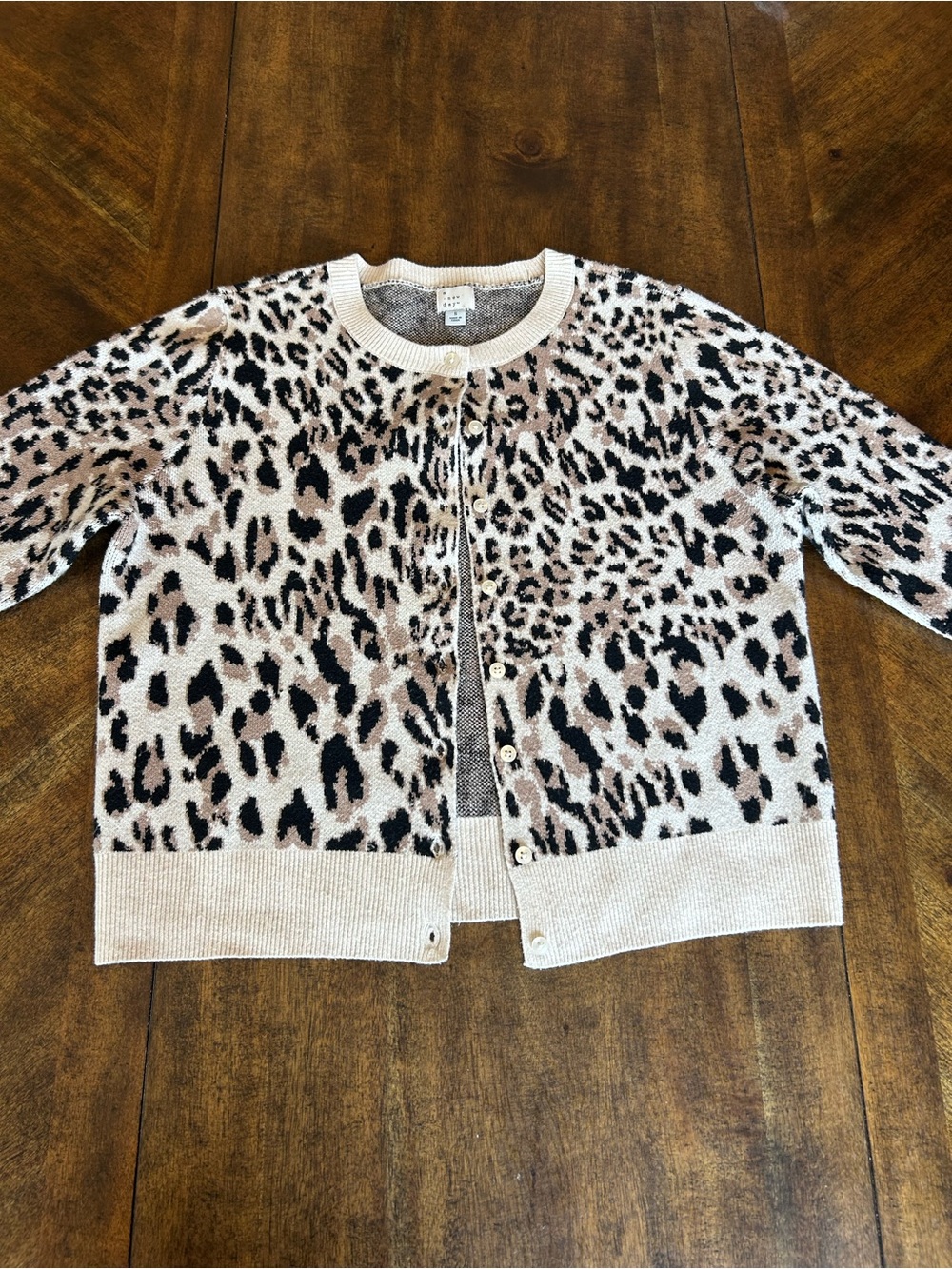 Cheeta / Leopard Print Button-Up Cardigan Jacket - Beige/Black